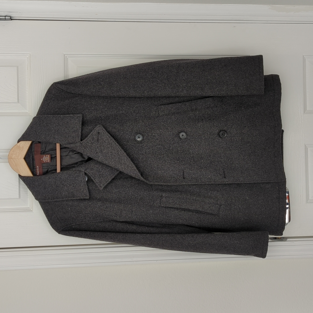 Men's Grey Double Breasted Peacoat